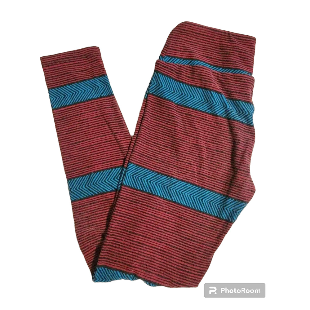 Lularoe Leggings Women's OS Stripes Red Blue